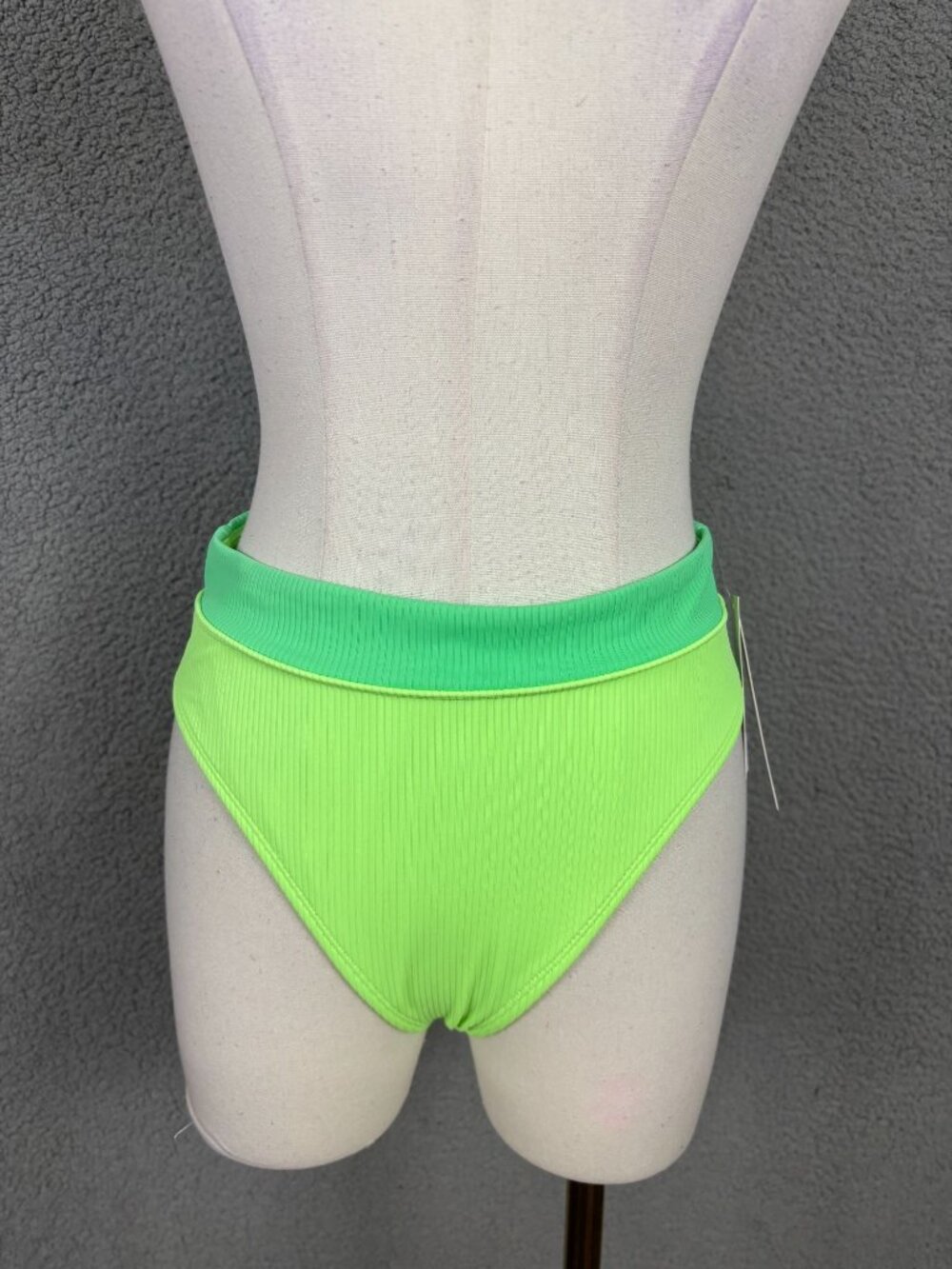 Salt + Cove Juniors' Banded High-Waist Ribbed Bikini Bottoms Green Size Med NWTs